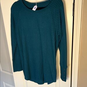 Chaser Teal Long Sleeve Ribbed Top